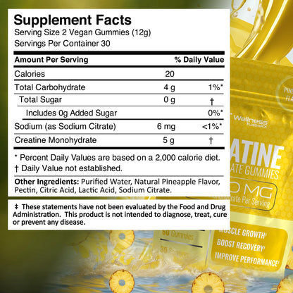 Creatine Gummies 5000mg, 30 Servings Creatine Monohydrate Gummies - Third-Party Tested Creatine for Women, Strawberry Flavor Creatine for Men, Muscle Growth, Strength, and Recovery - Pack of 1