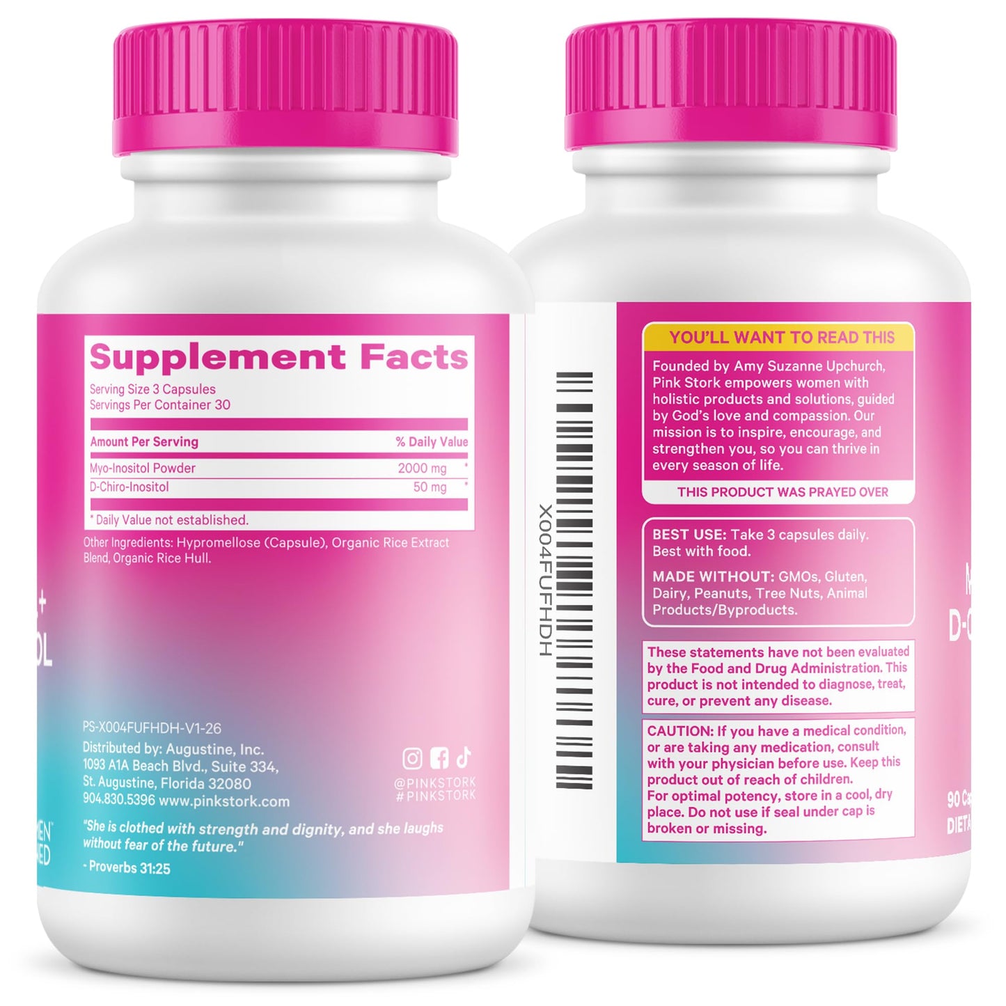 Pink Stork Inositol Supplement for Women, 40:1 Myo & D-Chiro, 30 Servings | Clinically Studied Ratio to Support Hormone Balance, Healthy Ovulation, Cycle Regularity & Fertility