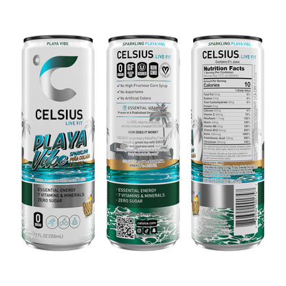 CELSIUS RETRO VIBE Sparkling Sherbet Slush, Sugar Free Energy Drink, 12 Fl Oz (Pack of 12)