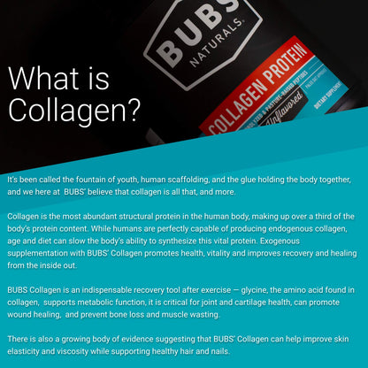 BUBS Naturals Unflavored Collagen Peptides Powder - Best Proteins for Joints & Skin