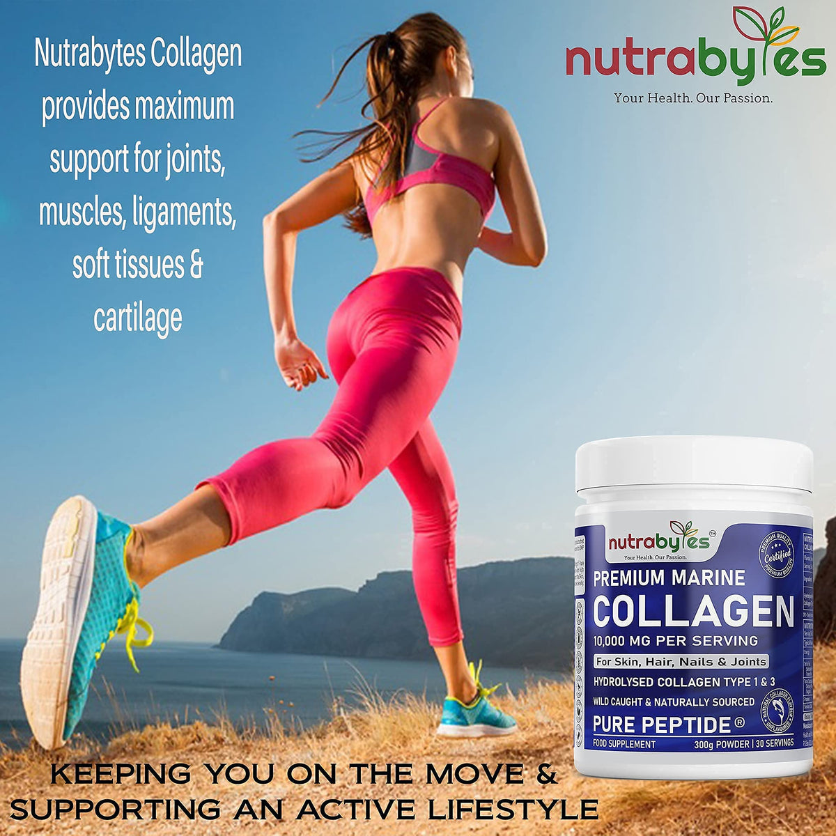 Marine Collagen Powder 10000mg Type 1 & 3 Unflavoured| Wild Caught Fish Hydrolysed Protein Peptides for Women & Men