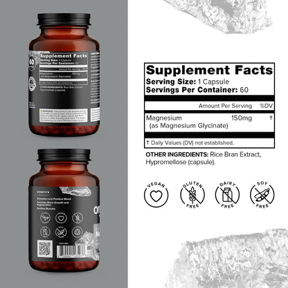 Organifi Essential Magnesium Glycinate Supplement for Bone Support and Muscle Health, 150mg, 60 Vegan Capsules
