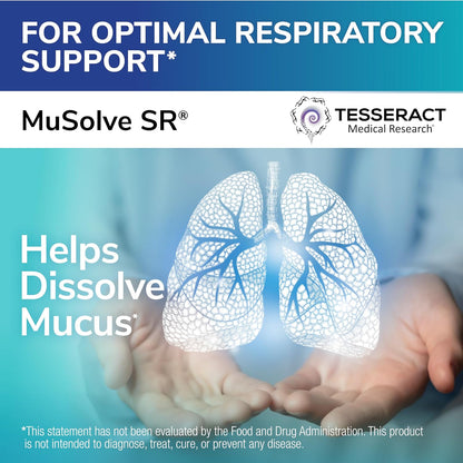 MuSolve SR Respiratory Health Support Supplement, Sustained-Release Hypoallergenic Formula, Six Natural Botanical Extracts to Help Dissolve Mucus, 300 mg, 90 Vegetarian Capsules