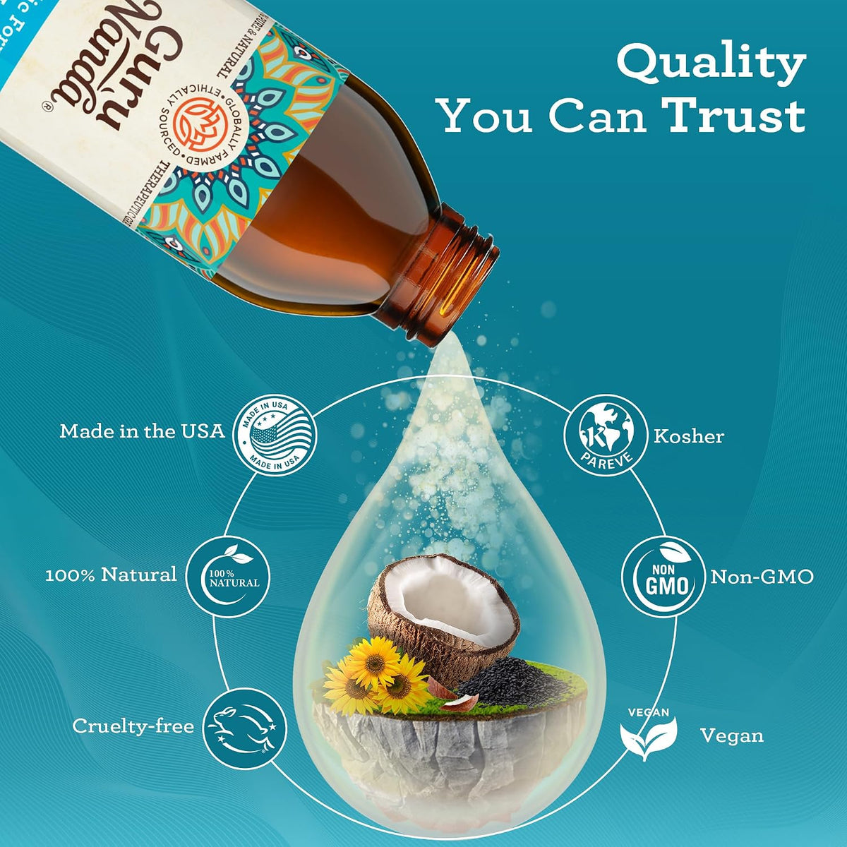 GuruNanda Original Coconut Oil Pulling Mouthwash with Sesame Oil, 8.45oz