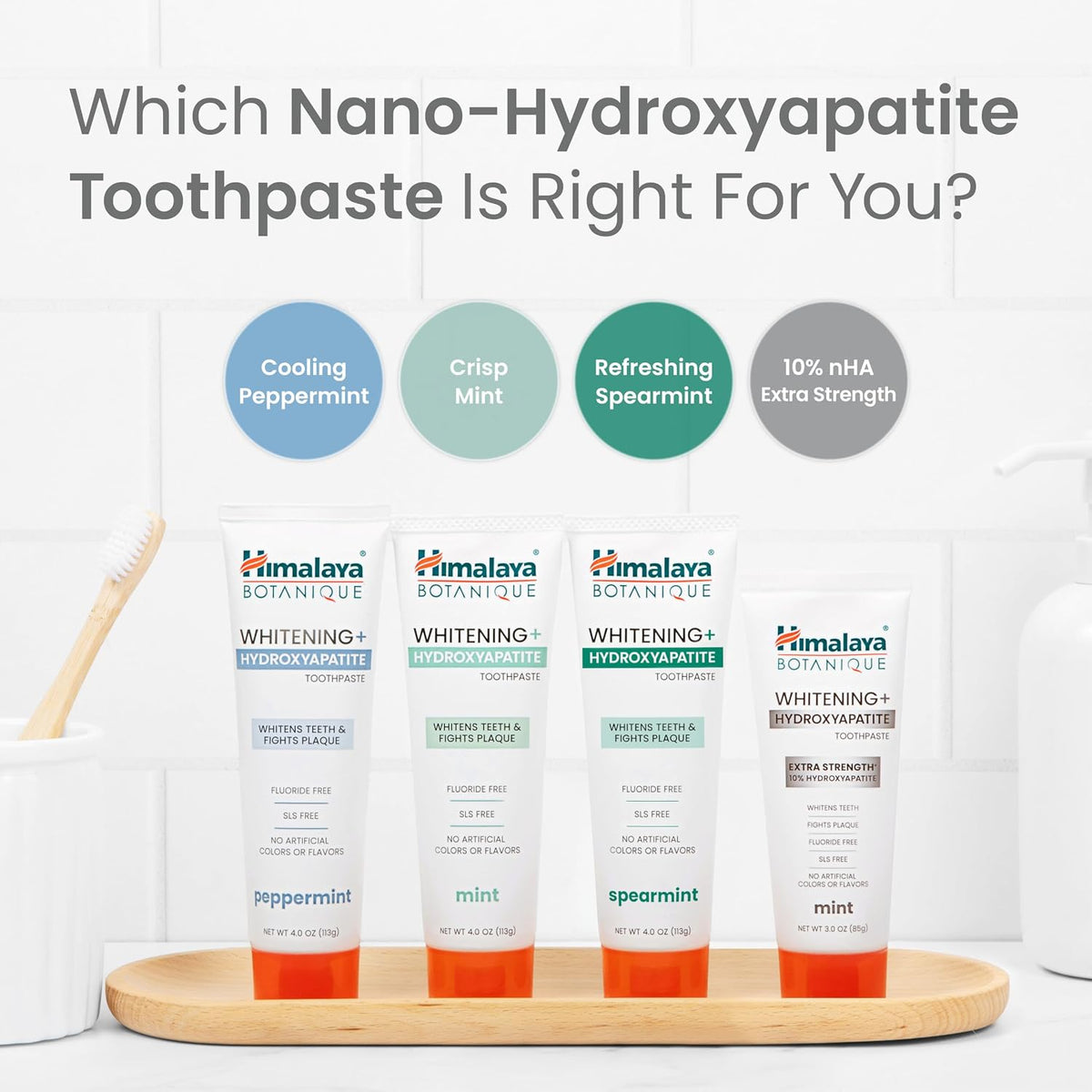 Himalaya Botanique Whitening+ Nano Hydroxyapatite Toothpaste, Mint, 4 oz