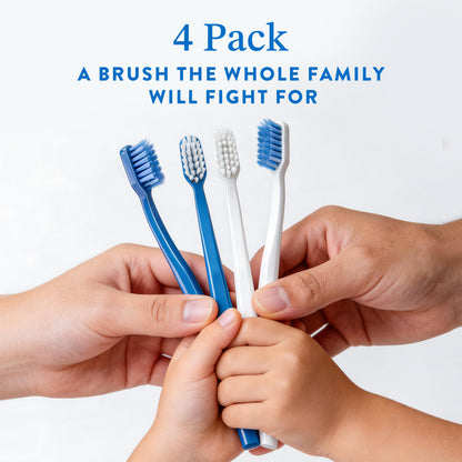 Mouthology Nano Silver Ultra Soft Toothbrush Adults - Manual Extra Tooth Brush Sensitive Gums Teeth - White Handle Bristles