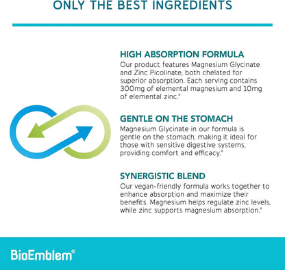 BioEmblem Magnesium Glycinate with Zinc and Vitamin D3 K2