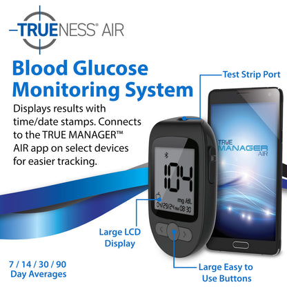 TRUENESS Blood Glucose Meter Kit with Testing Supplies | Includes Blood Glucose Monitor, Case, 100 Test Strips, 100 Lancets, Lancing Device - Fast, Easy Testing Supplies for Home Use