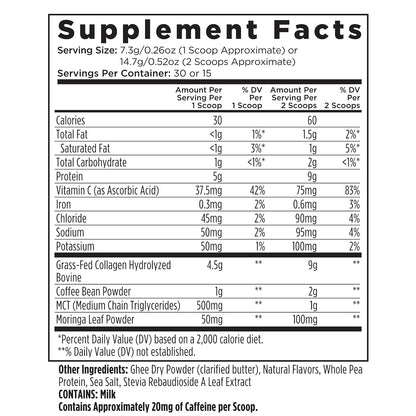 Livingood Daily Instant Collagen Coffee with Moringa, Vanilla - Instant Ground Coffee - Low Acid, Shade Grown & Made with Organic Coffee - Metabolism, Detox & Energy Boosting - 12 Oz