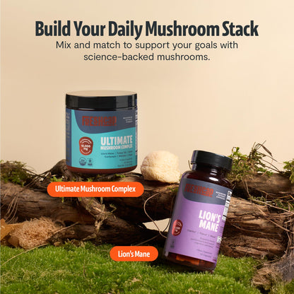 FreshCap Mushrooms Premium Organic Lions Mane Capsules - 14:1 Fruiting Body Extract with 31% Beta-Glucans - 3rd-Party Tested Nootropic for Clarity, Focus & Cognitive Support (120 Capsules)