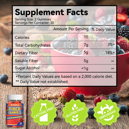 Fiber Gummies, Dietary Fiber , for Women and Men, 60 Count Gummies | Fiber Gummies, Dietary Fiber, for Women and Men, Gut Health Support,Mixed Berry and Strawberry Flavor, 60 Count Gummies