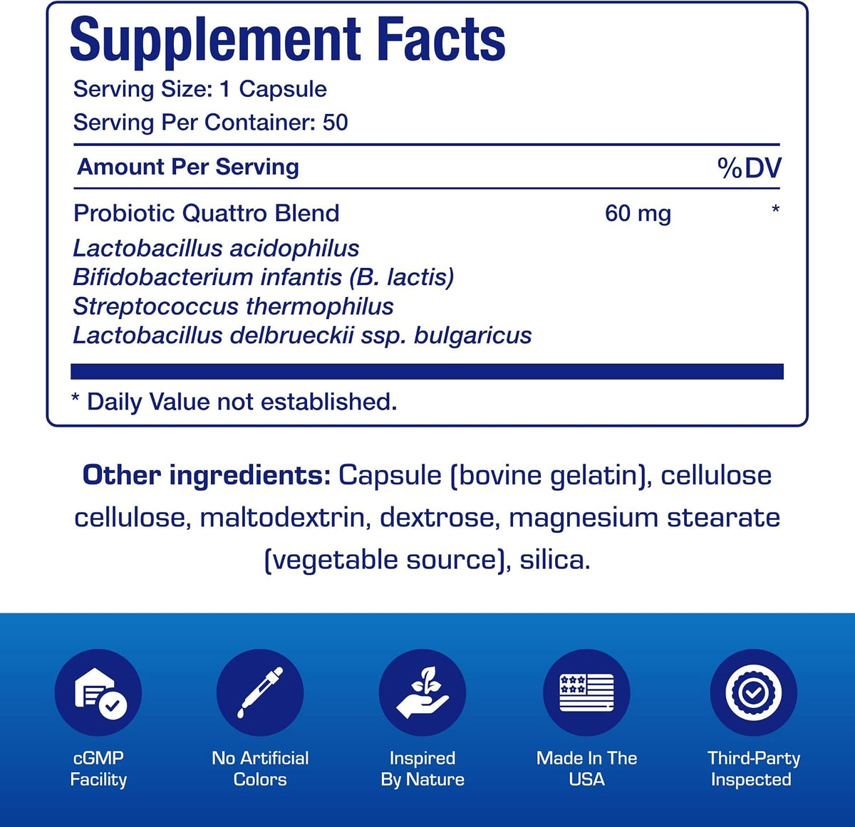 Advanced Digestive Probiotics for Women & Men - 4 in 1 Quadbiotic for Women & Men with Lactobacillus and Bifidobacterium Probiotics for Digestive Health Bloating and Constipation - 50 Servings
