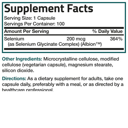 Bronson Selenium 200 mcg Albion Chelated Amino Acid Complex, 250 Capsules | Yeast-Free Essential Trace Mineral, Immune, Prostate & Metabolism Support, Vegetarian, Non-GMO, Gluten-Free & Soy-Free