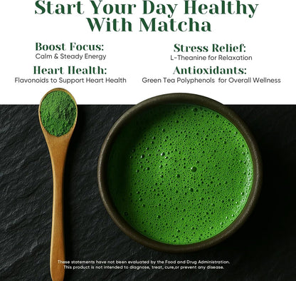 Ceremonial Grade Matcha Green Tea Powder, First Harvest, Shade Grown, 30g | 100% Pure Matcha Powder Ceremonial Grade, w/ No Additives, Unsweetened, Vegan, Gluten-Free, Smooth Flavor for Tea and Lattes