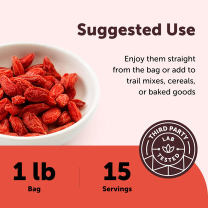 Micro Ingredients Organic Goji Berries 2lbs (32oz) | Large Whole Sun-Dried Berries | Raw Wolfberries | Natural Flavor for Trail Mix, Juice, & Tea | Sulfate Free, Vegan Friendly, Non-GMO