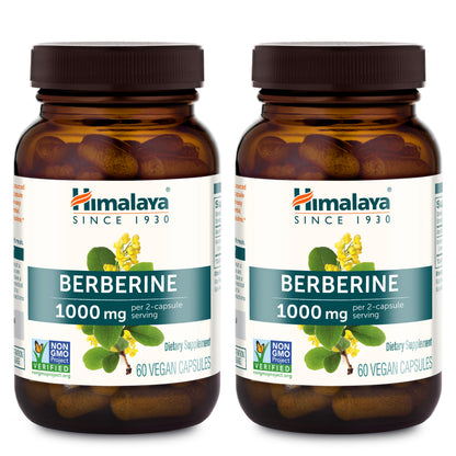 Himalaya Berberine Supplement, Berberine HCL 1000 mg per Serving, Herbal Supplement for Supporting Normal Metabolism, Immune, and Digestive Health - Vegan, Gluten Free, 60 Vegetarian Capsules