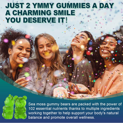 Sugar-Free Sea Moss Iodine Gummies 5000mg, Extra Strength Irish Moss Gel Supplement