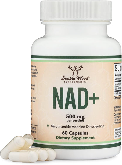 Double Wood Supplements NAD+ Anti Aging & Cell Regeneration | 500mg of 95% Pure NAD Plus Per Serving, 30 Day Supply | Similar to Nicotinamide Riboside | Third Party Tested, Vegan Safe, Non-GMO