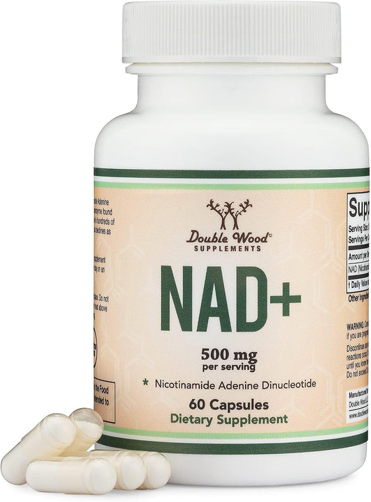 Double Wood Supplements NAD+ Anti Aging & Cell Regeneration | 500mg of 95% Pure NAD Plus Per Serving, 30 Day Supply | Similar to Nicotinamide Riboside | Third Party Tested, Vegan Safe, Non-GMO