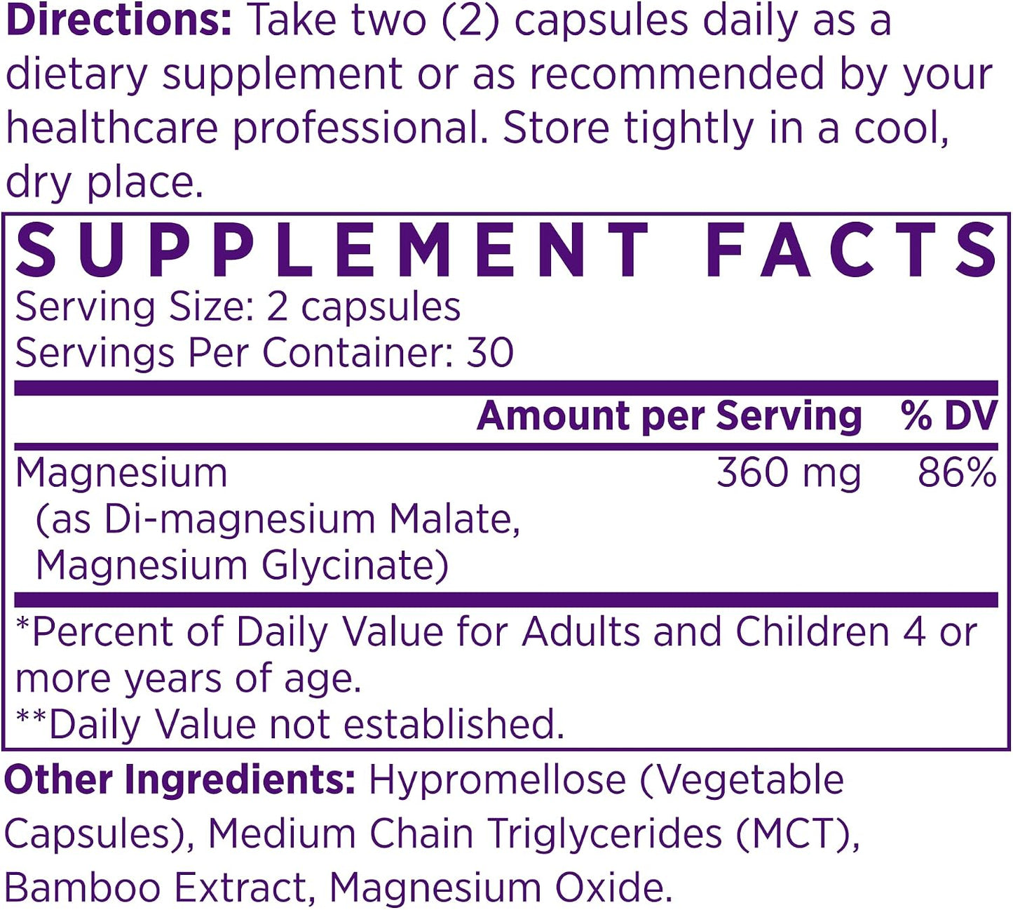 NAOMI Mighty Mg - Magnesium Glycinate & Malate Blend 360mg - Supports Restful Sleep, Muscle Relaxation, Energy & Mood - Gentle on Stomach, No Laxative Effect, Non-GMO, Vegan, 30-Day Supply
