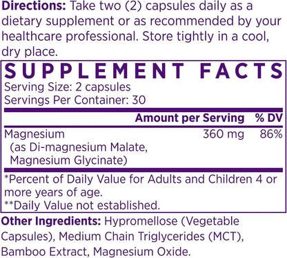 NAOMI Mighty Mg - Magnesium Glycinate & Malate Blend 360mg - Supports Restful Sleep, Muscle Relaxation, Energy & Mood - Gentle on Stomach, No Laxative Effect, Non-GMO, Vegan, 30-Day Supply