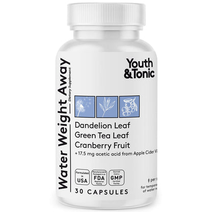 Youth & Tonic Natural Water Weight Away Pills for Swelling Water Retention
