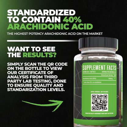 Huge Supplements Arachidone, Arachidonic Acid Supplement, Promotes Lean Mass & Increased Strength, Highest Dosed with 1000mg Per Serving, 120 Softgels