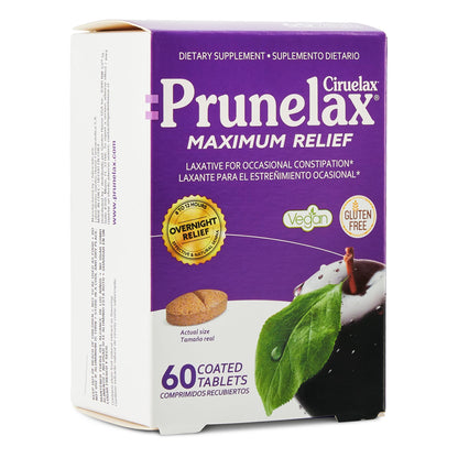 Prunelax Ciruelax Maximum Relief Laxative Tablets with Natural Senna for Occasional Constipation, Senna Extract, Vegan & Gluten-Free, Gentle Overnight Relief - 100ct
