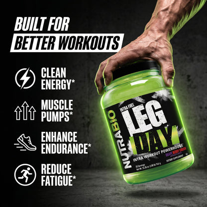 NutraBio Leg Day Intra Workout Powder – Advanced Carb Supplement with Cluster Dextrin & Electrolytes – Carb Powder with EAAs/BCAAs – Cyclic Dextrin for Performance – Cherry Lime, 20 Servings