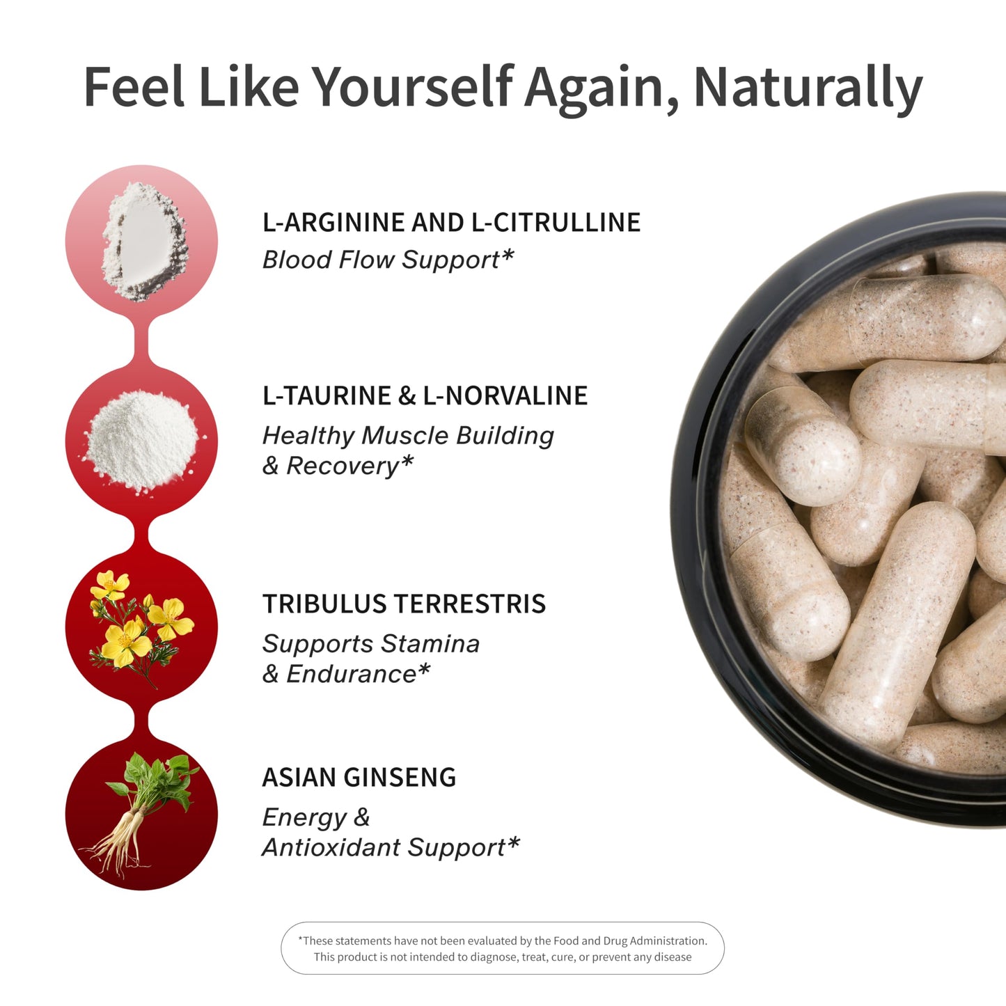 Snap Supplements Nitric Oxide Booster for Men & Women, 60 Vegan Capsules | Nitric Oxide Supplement, L-Citrulline + 3 Forms of L-Arginine for Stamina, Endurance & Circulation, Caffeine-Free Pre-Workout