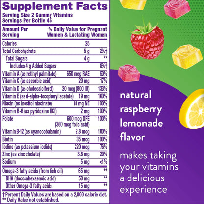 Convergence PreNatal Gummy Vitamins, Raspberry Lemonade Flavored, Pregnancy Vitamins for Women