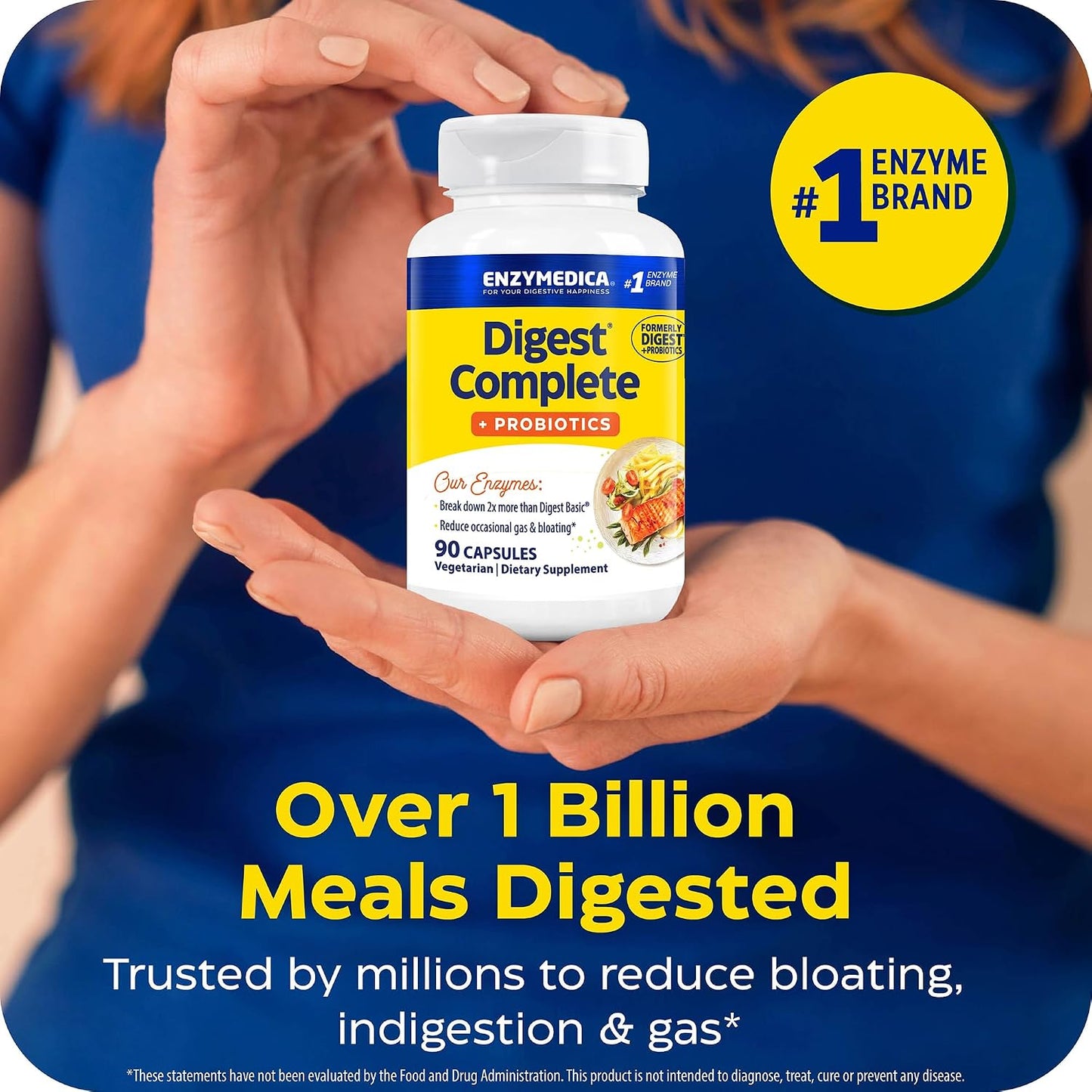 Enzymedica Digest Complete + Probiotics - Digestive Enzyme Supplement for Women & Men, Enzyme and Probiotic Capsules for Digestion, Gut Health Support, Helps Gas & Bloating, Vegetarian - 90 Caps