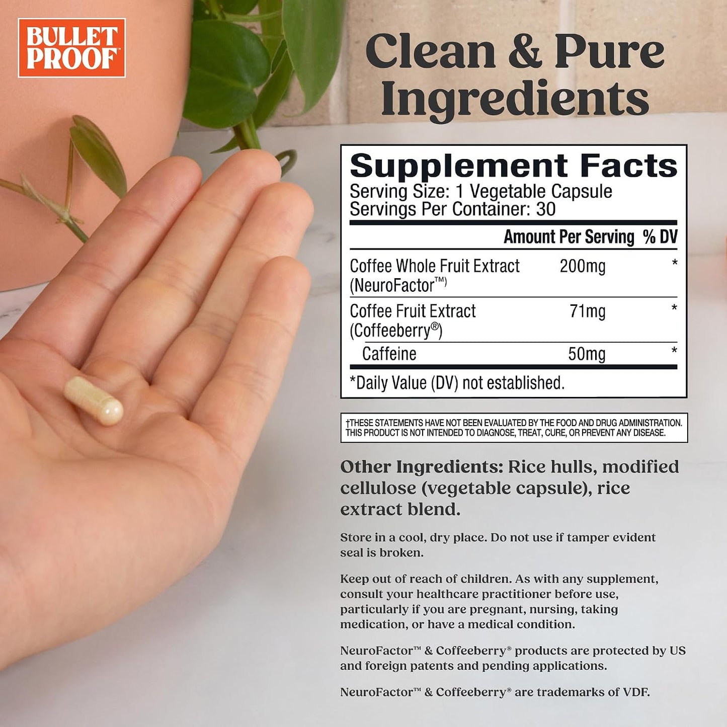 Bulletproof Energy and Focus Capsules, 30 Count, Natural Source of Caffeine Supplement for Memory and Clarity (Formerly NeuroMaster)