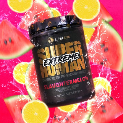 ALPHA LION Superhuman Extreme High Stim Pre Workout Powder, Beta Alanine, L-Taurine & 356mg Tri-Source Caffeine for Sustained Energy, Nitric Oxide & Citrulline for Pump (21 Servings, Slaughtermelon)