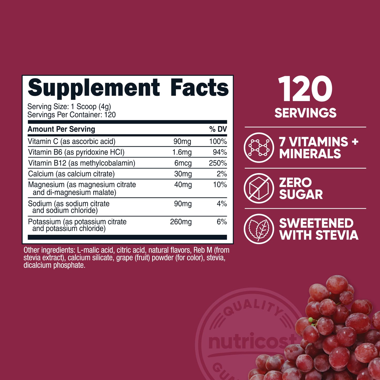 Nutricost Electrolyte Complex Powder (120 Servings, Fruit Punch) | Hydration Supplement Drink Mix with Vitamins and Minerals