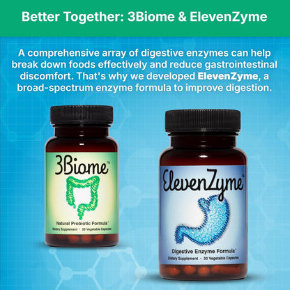3Biome Natural Probiotic Supplement for Gut Health, Vegan, Gluten-Free | With Smart Probiotics to Improve Digestion and Regularity While Easing Gas, Bloating, and Stomach Discomfort, 30-Day Supply