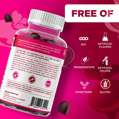 Vitamatic Beet Root Gummies with B6, B12, Grape Seed, Pomegranate & Nicotinamide – Plant-Based Extract – Vegan, Non-GMO – Botanical Supplement Gummies – 60 Count