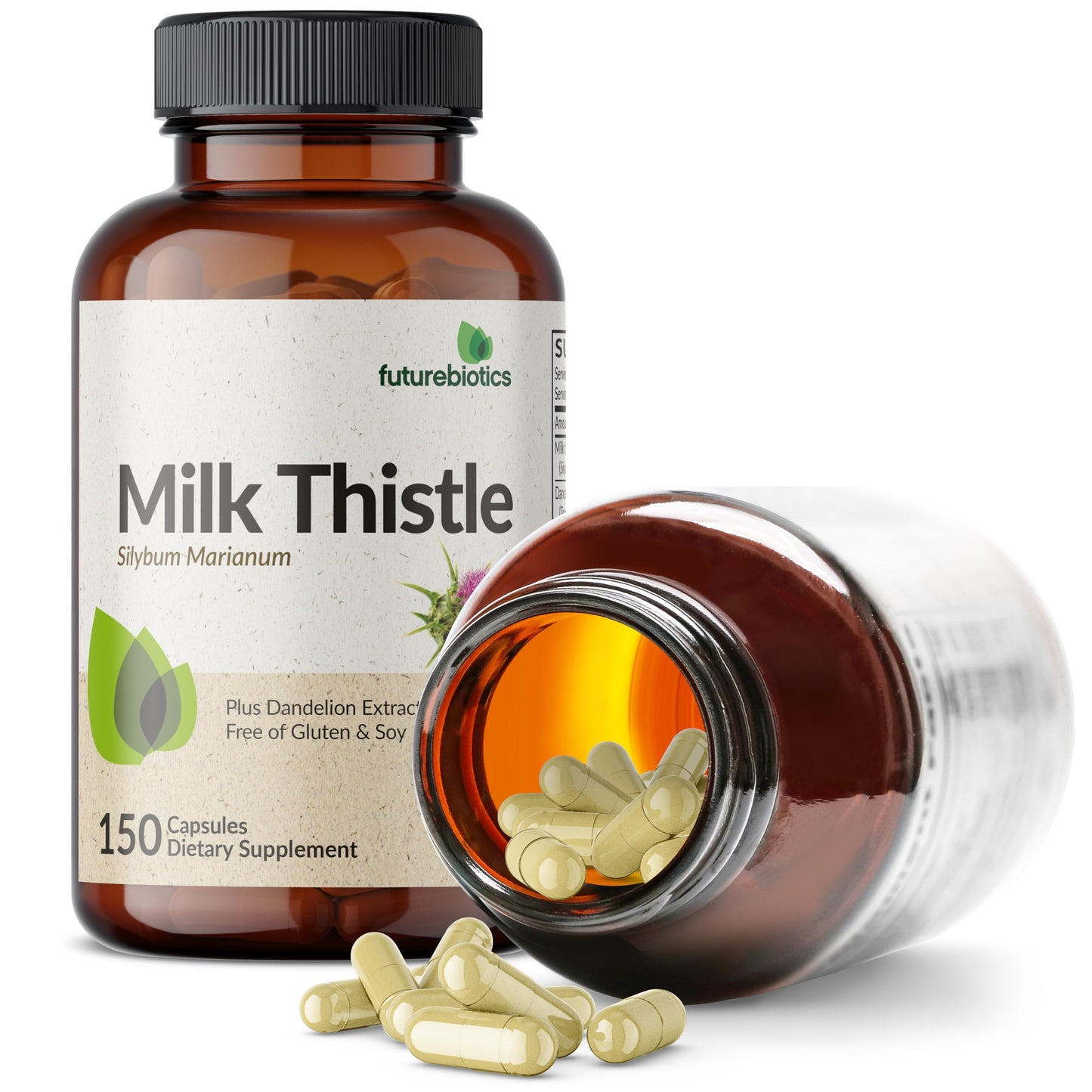 Futurebiotics Milk Thistle Silymarin Marianum & Dandelion Extract Liver Health Support, Antioxidant Support, Detox, 300 Capsules