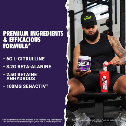 GHOST Legend Pre Workout Powder, Sonic Cherry Limeade - 30 Servings – Pre-Workout for Men & Women with Choline, L-Citrulline, & Beta Alanine for Energy & Focus