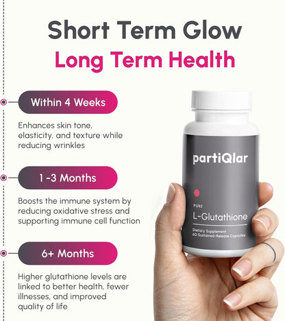 partiQlar L-Glutathione 500mg - Active Antioxidant & Liver Support, 60 Caps