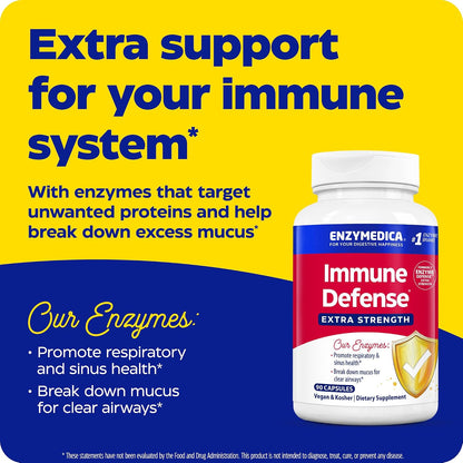 Enzymedica Immune Defense Extra Strength Caps - 90 Capsules | Proteolytic Enzyme Supplement for Men & Women, Immune Health Support Supplement with Protease, Catalase, Vegan
