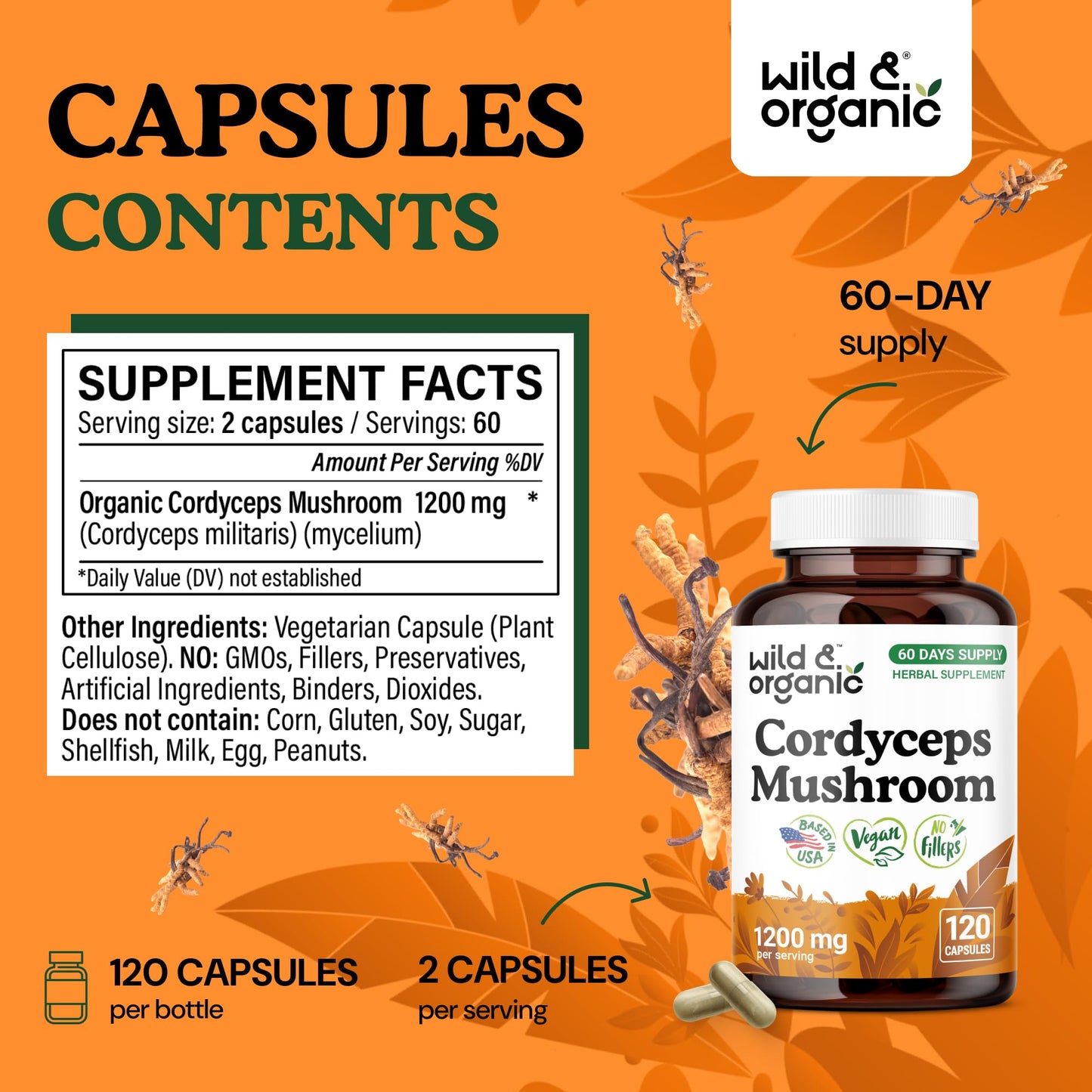 Wild & Organic Cordyceps Mushroom Tincture - Energy & Immune Support - Cordyceps Sinensis Extract Supplement - Liquid Mushroom Drops - Add to Tea & Mix with Powder - Sugar & Alcohol-Free - 4 fl oz