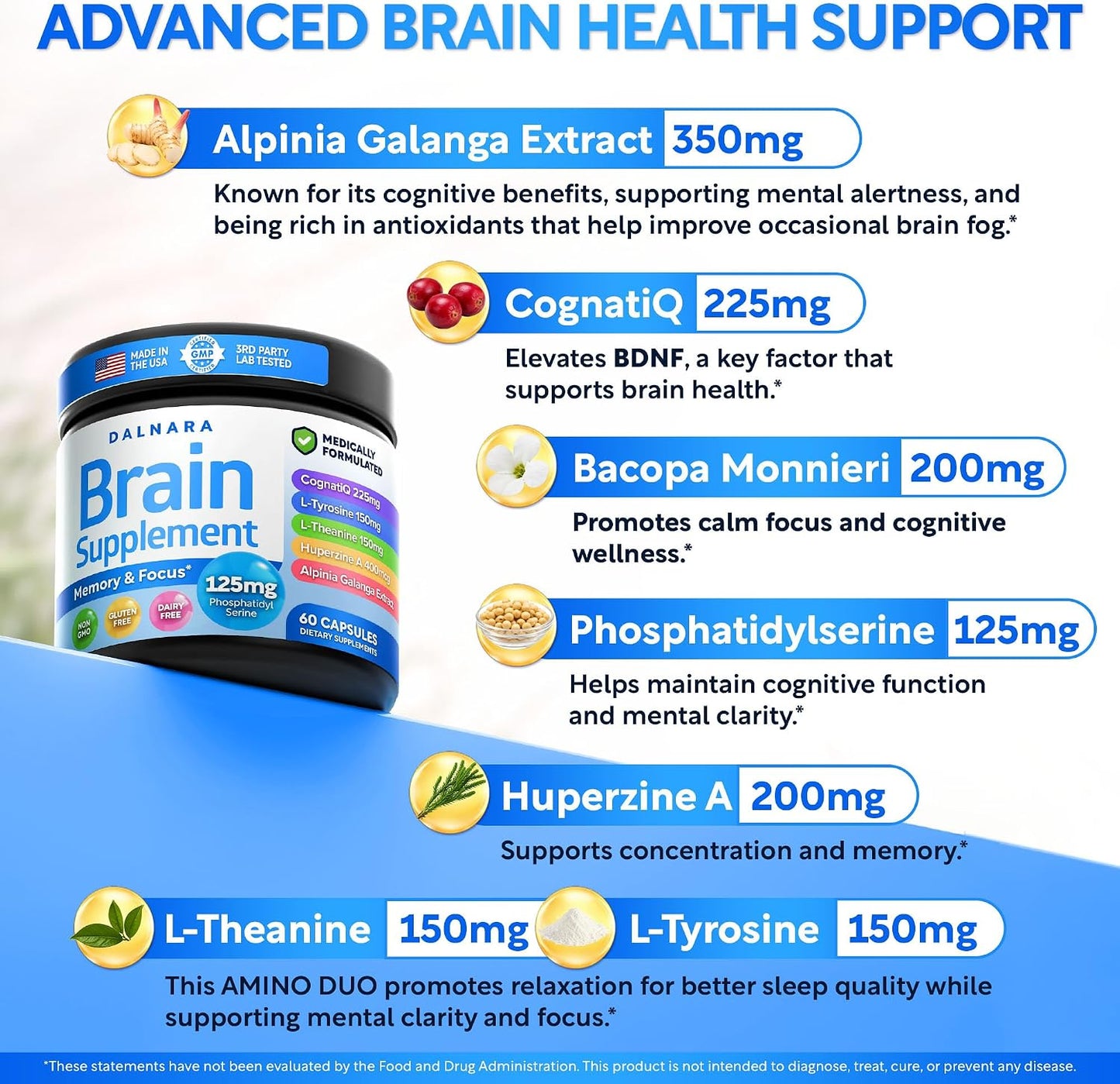 Brain Fog Supplement for Women – Memory & Focus Support for Perimenopause and Menopause – Cognitive Support with Phosphatidylserine, CognatiQ & L-Theanine – Brain Health Capsules – 60 Count
