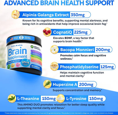 Brain Fog Supplement for Women – Memory & Focus Support for Perimenopause and Menopause – Cognitive Support with Phosphatidylserine, CognatiQ & L-Theanine – Brain Health Capsules – 60 Count