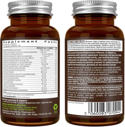 Multivitamin & Minerals for Women + Advanced Kids Multivitamin Gummy Vegan Bundle, with Methylated B-Vitamins, Vitamin A, C, D3 & E, Clean Label, 60 Tablets + 90 Berry Flavor Gummies, by Igennus