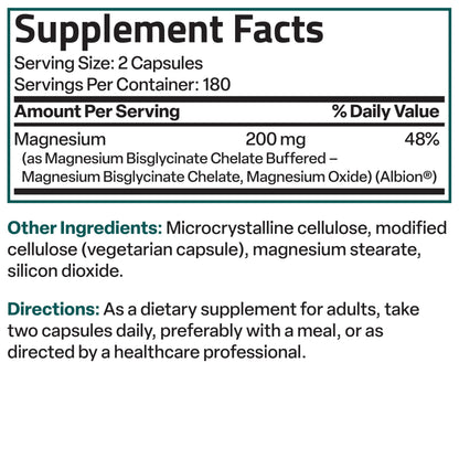 Bronson Magnesium Glycinate 200 MG Chelated High Absorption, 60 Capsules | Stress Relief, Sleep, Heart Health, Nerves, Muscles, and Metabolism Support, Vegetarian, Non-GMO, Gluten Free, Soy Free