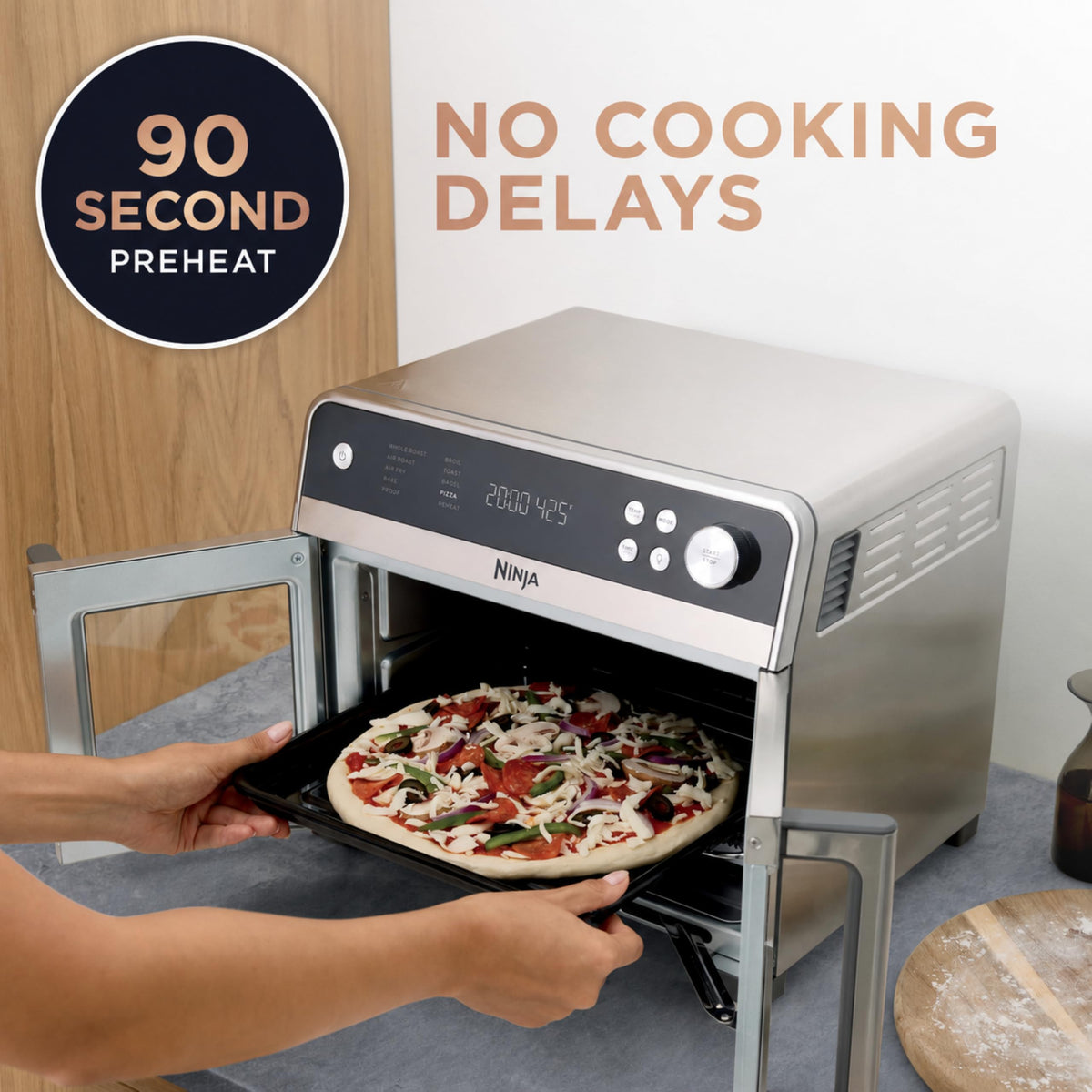 Ninja French Door Premier Air Fry Oven with Cutting Board, Steel, FO103