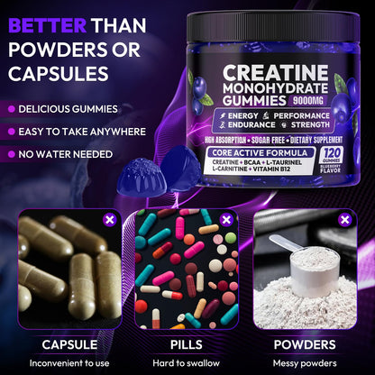 Creatine Monohydrate Gummies 5000MG, Creatine Gummy for Men & Women 120Ct