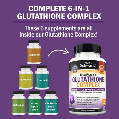 Glutathione Supplement 500mg - Liver Detox Supplement, 60 Capsules