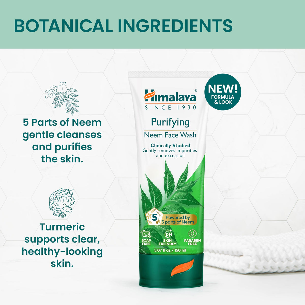 Himalaya Purifying Neem Face Wash With Neem & Turmeric, 5.07 oz, 2 Pack